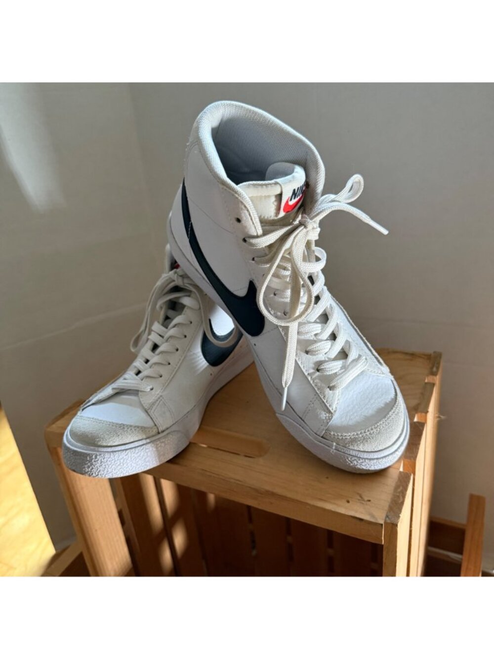 Nike Youth Size 7Y White Black Blazer Mid '77 Suede Leather Retro Sneakers Shoes - Picture 16 of 16